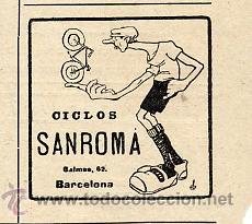 Coleccionismo de revistas y peri&oacute;dicos: CICLISMO 1913 CICLOS SANROMA BARCELONA RETAL REVISTA