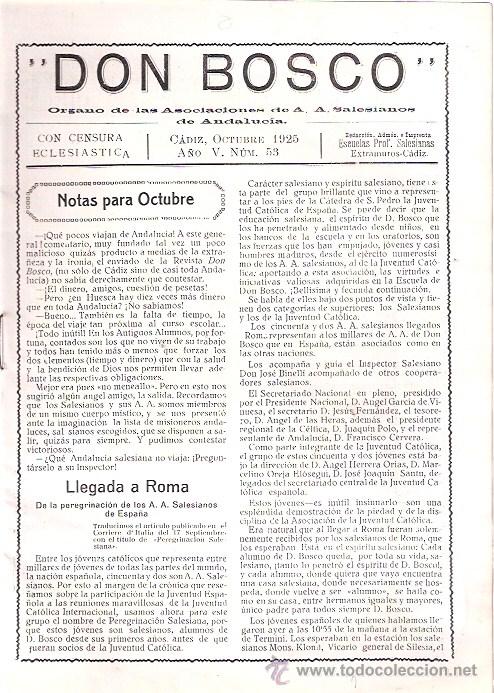 Coleccionismo de Revistas y Peri&oacute;dicos: REVISTA ANTIGUA DON BOSCO - SALESIANOS DE ANDALUCIA - CADIZ OCTUBRE 1925