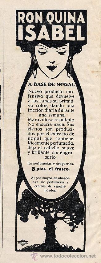 Coleccionismo de Revistas y Peri&oacute;dicos: RON QUINA  ISABEL 1927 RETAL HOJA REVISTA