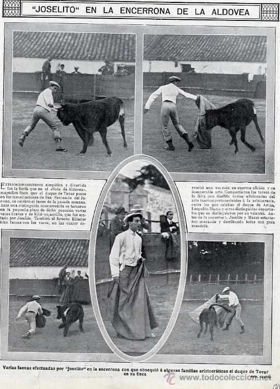 Coleccionismo de Revistas y Peri&oacute;dicos: TOROS 1915 JOSELITO  DUQUE DE TOVAR HOJA REVISTA