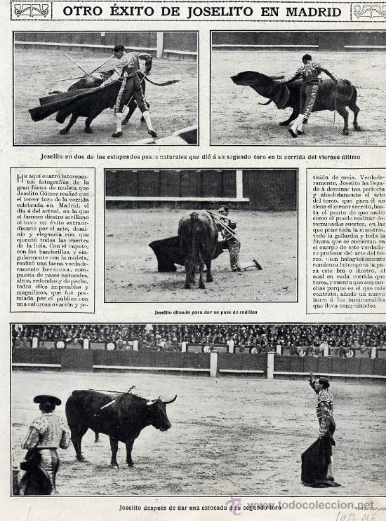 Coleccionismo de Revistas y Peri&oacute;dicos: TOROS 1917   MADRID JOSELITO HOJA REVISTA