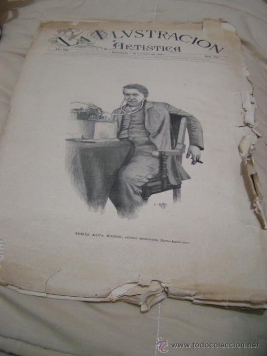 Coleccionismo de Revistas y Peri&oacute;dicos: PERIODICO LA ILUSTRACION ARTISTICA - A&Ntilde;O 1889 - CON DOS GRABADOS EN SU INTERIOR, VER FOTOS