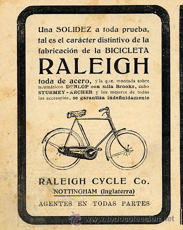 Coleccionismo de revistas y peri&oacute;dicos: CICLISMO 1913       LA RALEIGH RETAL HOJA REVISTA