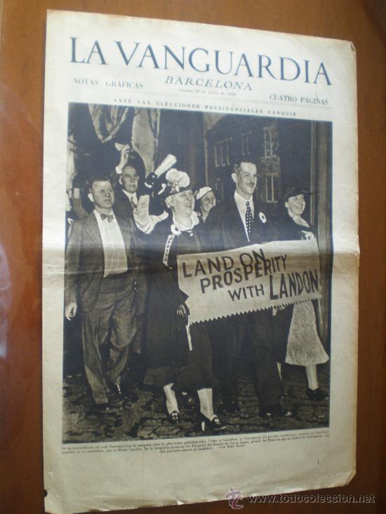 Coleccionismo de revistas y peri&oacute;dicos: LA VANGUARDIA (19/06/36) CICLISMO CATALU&Ntilde;A LERIDA MANRESA ARTE USA
