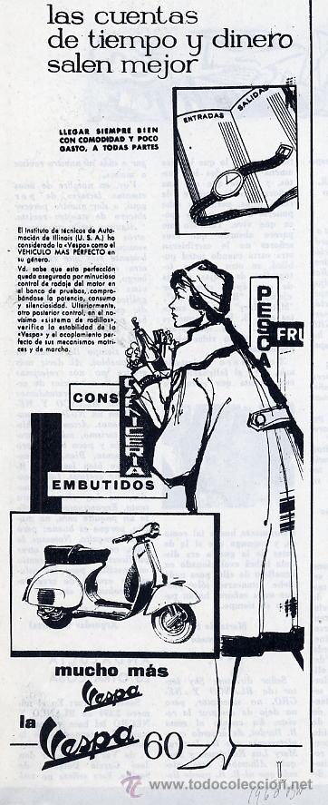 Coleccionismo de Revistas y Peri&oacute;dicos: MOTOS VESPA 60  1960 RETAL HOJA REVISTA