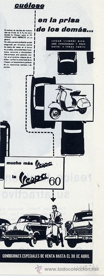 Coleccionismo de Revistas y Peri&oacute;dicos: MOTOS VESPA 60  1960 RETAL HOJA REVISTA