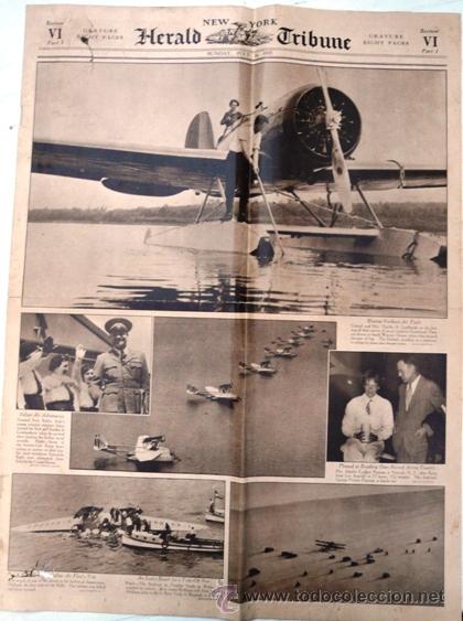 Collection Magazines and Newspapers: DIARIO HERALD TRIBUNE, NEW YORK, JULIO 16 DE 1933 - CHARLES LINDBERGH & ADOLF HITLER
