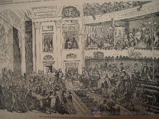 Colecionismo de Revistas e Jornais: * INGLATERRA * Junta general  en el teatro Wells de Londres para promover la sobriedad - 1855