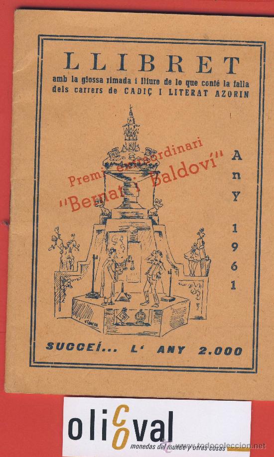 Coleccionismo de Revistas y Peri&oacute;dicos: REVISTA FALLAS-LLIBRET-FALLA.1961  -CARRERS  DE CADI&Ccedil; I LITERAT AZORIN-DEDICADO.