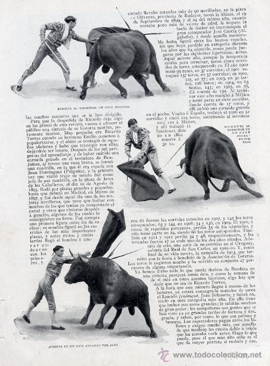 Collection Magazines and Newspapers: TOROS 1913 BOMBITA HOJA REVISTA