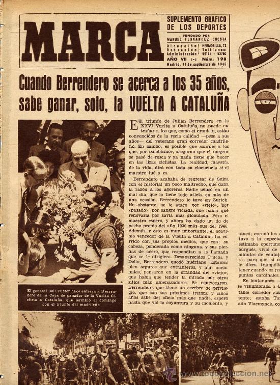 Coleccionismo de revistas y peri&oacute;dicos: CICLISMO  1946 BERRENDRO HOJA REVISTA
