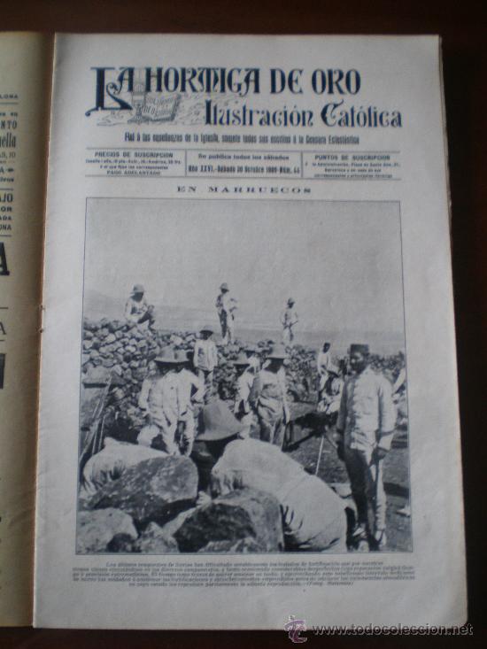 Coleccionismo de revistas y peri&oacute;dicos: LA HORMIGA DE ORO N&ordm; 44 (30/10/1909) SEGOVIA MALLORCA RIF MARRUECOS MELILLA MASONERIA VALENCIA