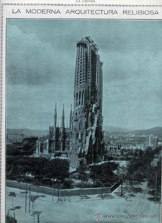 Coleccionismo de Revistas y Peri&oacute;dicos: SAGRADA FAMILIA 1917 GAUDI EN CONSTRUCCION HOJA REVISTA