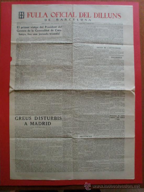 Sammeln von Zeitschriften und Zeitungen: FULLA OFICIAL DEL DILLUNS DE BARCELONA n&ordm; 289