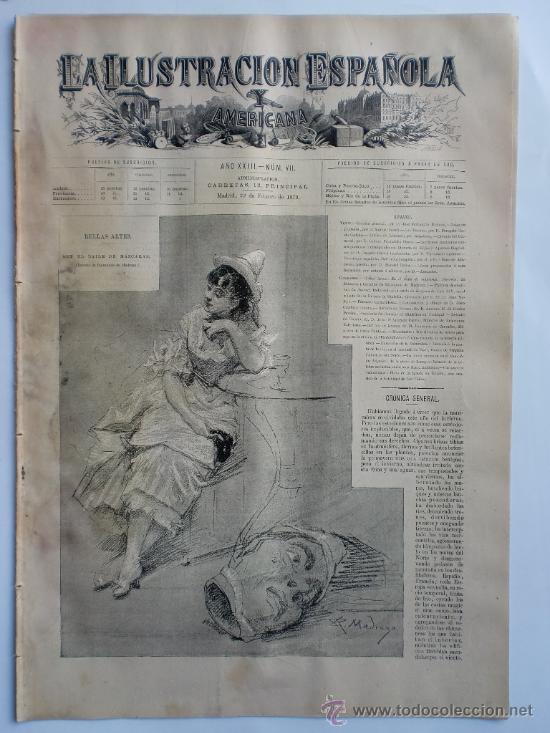 Collectionnisme de Revues et Journaux: REVISTA LA ILUSTRACION ESPA&Ntilde;OLA Y AMERICANA. GRABADOS Y PUBLICIDAD DE LA EPOCA. 1879. N&ordm; VII. LEER