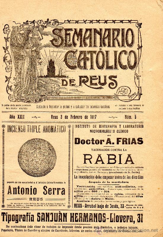 Coleccionismo de Revistas y Peri&oacute;dicos: Semanario Cat&oacute;lico de Reus 1917