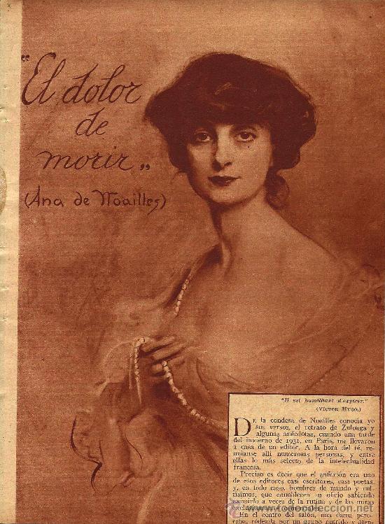 Collezionismo di Riviste e Giornali: El dolor de morir ( sobre la muerte de la condesa de Noailles)/ por Agust&iacute;n de Figueroa- 1933