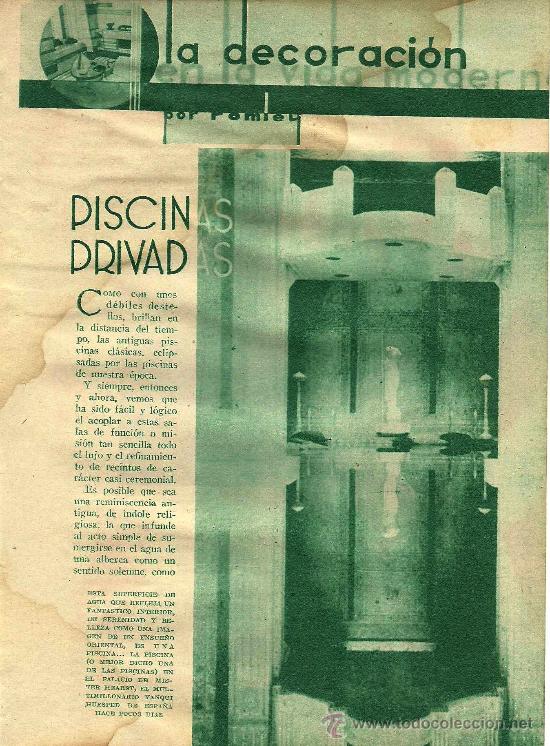 Coleccionismo de revistas y peri&oacute;dicos: * DECORACI&Oacute;N INTERIORES * Piscinas privadas / por Pompey - 1934