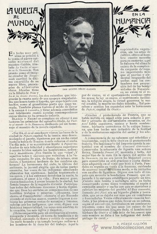 Coleccionismo de revistas y peri&oacute;dicos: BENITO PEREZ GALDOS 1906 LA NUMANCIA HOJA REVISTA