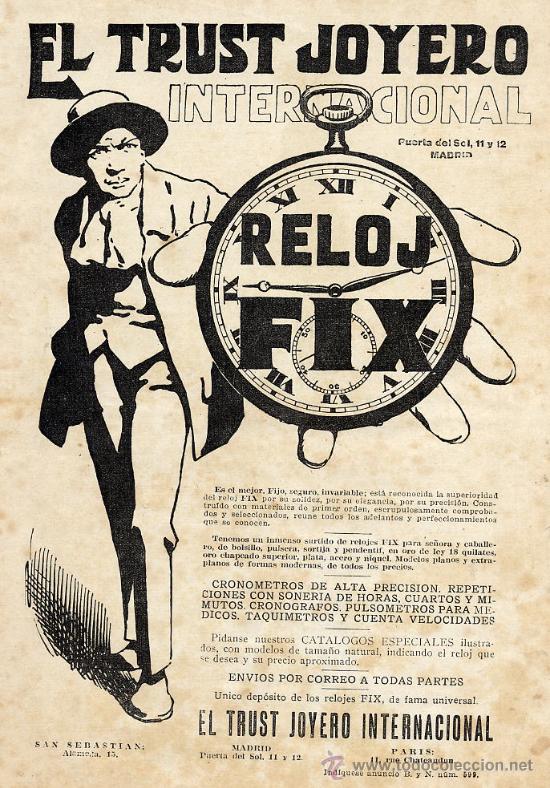 Coleccionismo de Revistas y Peri&oacute;dicos: SAN SEBASTIAN -MADRID EL TRUST JOYERO RELOJES HOJA REVISTA