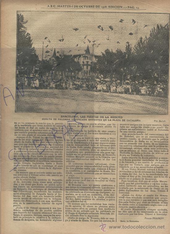 Coleccionismo de Revistas y Peri&oacute;dicos: PERIODICO.ABC.A&Ntilde;O 1908.ASESINATO CON PU&Ntilde;AL EN MONISTROL. CONGRESO ANTITUBERCULOSOS. ZARAGOZA.