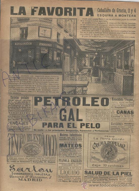 Coleccionismo de Revistas y Peri&oacute;dicos: PERIODICO.ABC.A&Ntilde;O 1908. RECORD DE VUELO. AVIACION.WRIGHT.LA FAVORITA. HONORATO DEL RIO.MADRID.