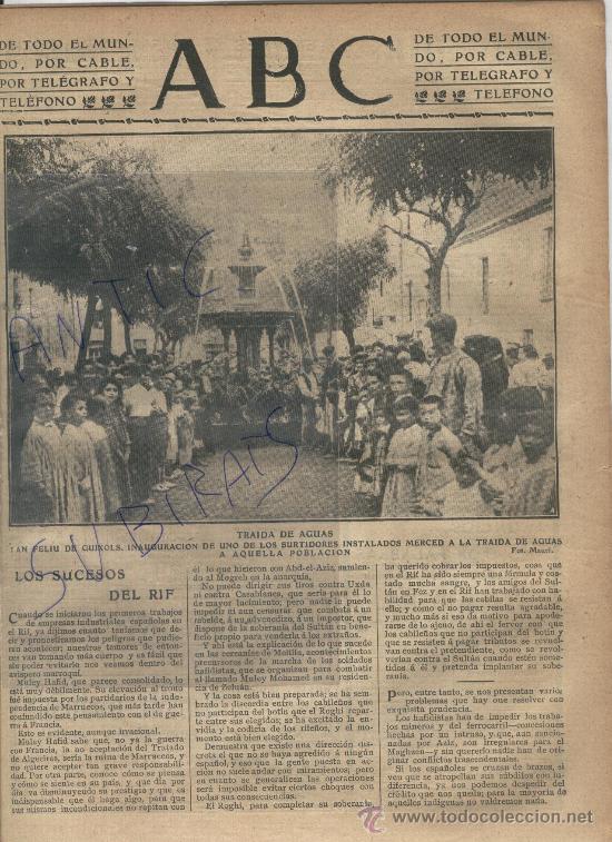 Coleccionismo de Revistas y Peri&oacute;dicos: PERIODICO.ABC.A&Ntilde;O 1908.TRAIDA DE LAS AGUAS.ESPECTACULAR FOTO.SANT FELIU DE GUIXOLS.INAUGURACION.