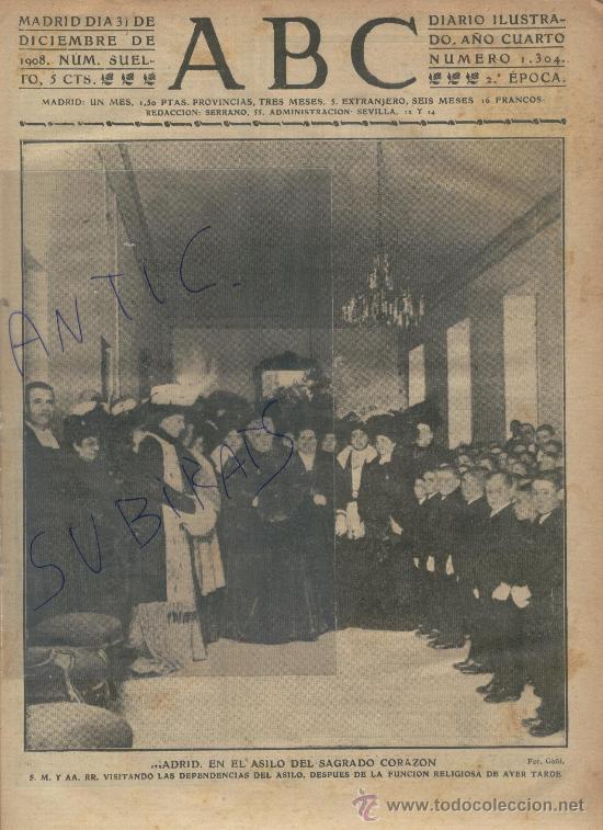 Coleccionismo de Revistas y Peri&oacute;dicos: PERIODICO.ABC.A&Ntilde;O 1908.MADRID.ASILO DEL SAGRADO CORAZON.CARCEL DE MUJERES.