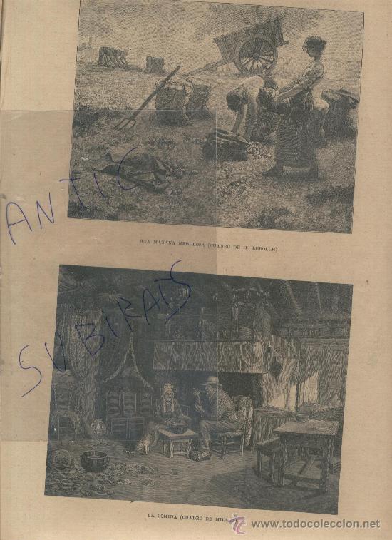 Colecionismo de Revistas e Jornais: REVISTA.A&Ntilde;O 1885.PINTOR.LA COMIDA.MILLET.GINES ALBEROLA.JOSEFA PUJOL DE COLLADO.MARTINEZ BARRIONUEVO