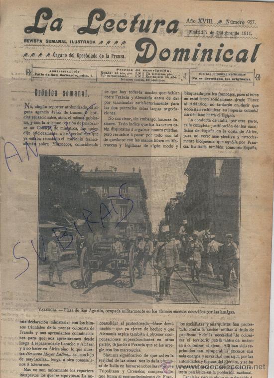 Collezionismo di Riviste e Giornali: REVISTA.A&Ntilde;O 1911.OCUPACION MILITAR DE VALENCIA.PROCESION EN SEGORBE.OCHAGAVIA.NUEVO PUENTE DE LERIDA