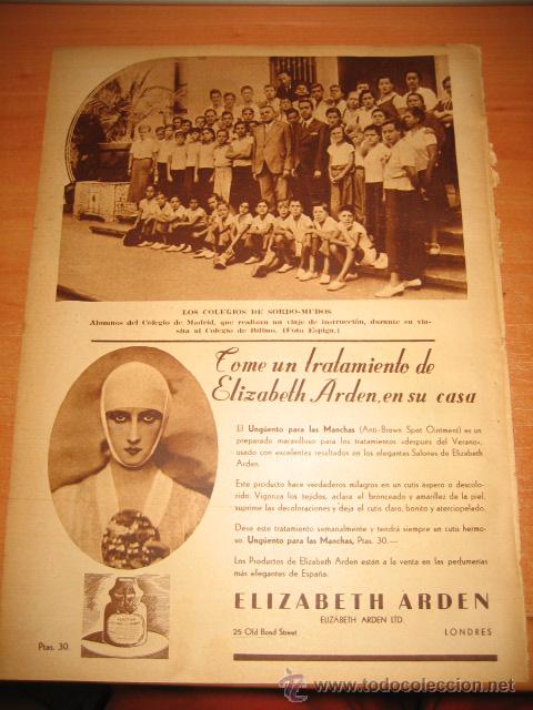 Collezionismo di Riviste e Giornali: 1935 LOS COLEGIOS DE SORDOMUDOS///PUBLICIDAD ELIZABETH ARDEN HOJA DE REVISTA