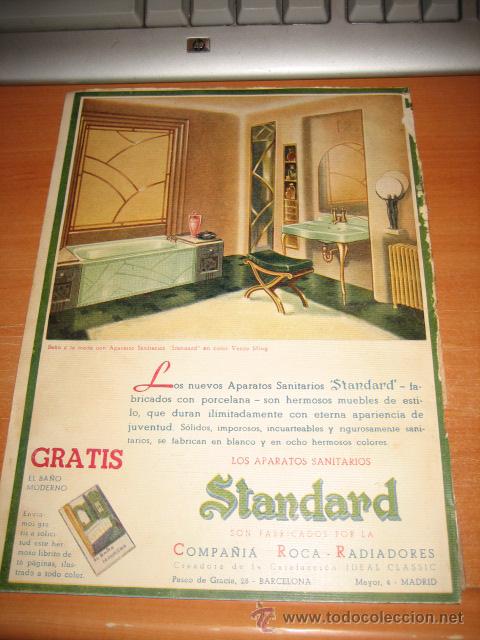 Collezionismo di Riviste e Giornali: 1935 PUBLICIDAD APARATOS SANITARIOS STANDARD  COMPA&Ntilde;IA ROCA HOJA DE REVISTA