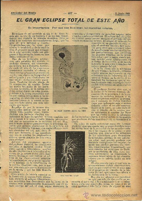 Coleccionismo de revistas y peri&oacute;dicos: * ASTRONOM&Iacute;A * El gran eclipse total de este a&ntilde;o- 1901