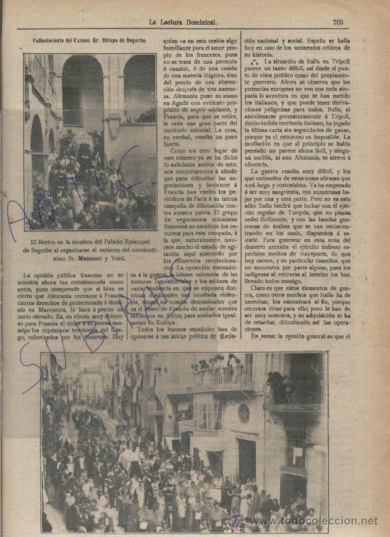 Collectionnisme de Revues et Journaux: REVISTA. A&Ntilde;O 1911.MUERTE DEL OBISPO DE SEGORBE.MASSANET VERD. FOTOS ANTIGUAS DE SEGORBE.