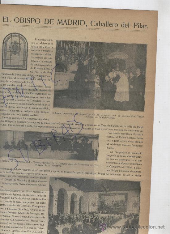 Coleccionismo de Revistas y Peri&oacute;dicos: REVISTA. A&Ntilde;O 1919. OBISPO DE MADRID.CABALLEROS DEL PILAR.GABRIEL MAURA GAMAZO.CONDE DE MORTERA.