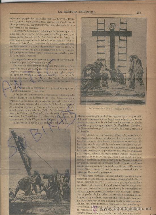 Coleccionismo de Revistas y Peri&oacute;dicos: REVISTA. A&Ntilde;O 1919. SEMANA SANTA EN ZAMORA.ESCULTURAS.TORIJA. EL DESCENDIDO. MARIANO BENLLIURE.
