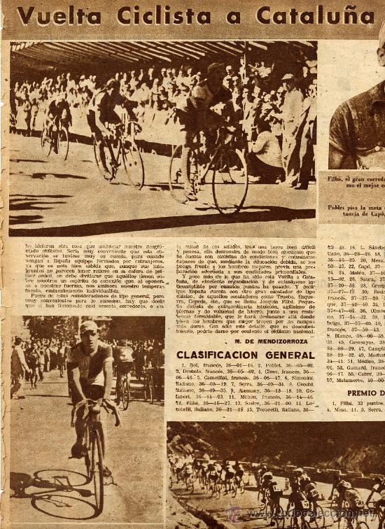 Coleccionismo de revistas y peri&oacute;dicos: CICLISMO 1949 VUELTA CATALU&Ntilde;A FILBA-POBLET HOJA REVISTA