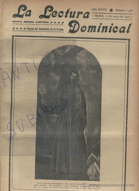 Coleccionismo de Revistas y Peri&oacute;dicos: REVISTA.A&Ntilde;O 1920.EL GRECO. SAN BERNARDINO. MUSEO DEL PRADO.