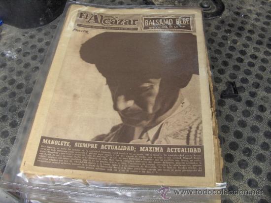 Coleccionismo de revistas y peri&oacute;dicos: Periodico El Alcazar - 14-1-1961 - Manolete, siempre actualidad, maxima actualidad