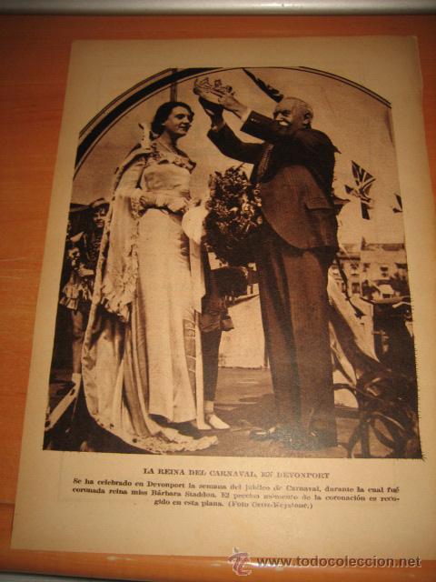 Colecionismo de Revistas e Jornais: LA REINA DEL CARNAVAL EN DEVENPORT  HOJA DE REVISTA 1935