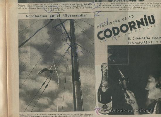 Coleccionismo de revistas y peri&oacute;dicos: LA VANGUARDIA. A&Ntilde;O 1935.CIRCO.MADAME CHRYSIS DE LA GRANGE.CAVA CODORNIU.ANUNCIO.SAN SADURNI DE NOYA
