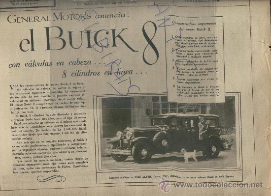 Sammeln von Zeitschriften und Zeitungen: LA VANGUARDIA. A&Ntilde;O 1930.AUTOMOVIL.COCHES.BUICK 8. GENERAL MOTORS.ALCALDE DE REUS.AYMAT.