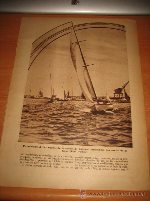 Colecionismo de Revistas e Jornais: REGATAS DE BALANDROS DE VALENCIA ORGANIZADAS CON MOTIVO DE LA FERIA  HOJA DE REVISTA 1935