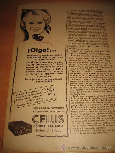 Colecionismo de Revistas e Jornais: CELUS PUBLICIDAD HOJA DE REVISTA 1935