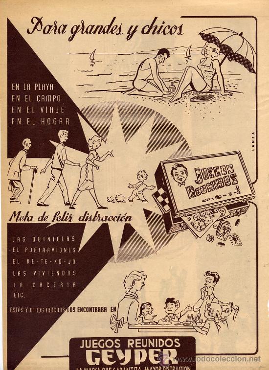 Coleccionismo de Revistas y Peri&oacute;dicos: GEYPER 1956 JUEGOS REUNIDOS HOJA REVISTA