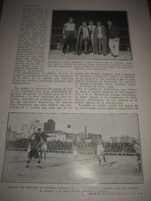 Collezionismo di Riviste e Giornali: FUTBOL  MADRID EL PRIMER PARTIDO AMISTOSO ENTRE EL RACING Y EL REAL OVIEDO  HOJA DE REVISTA  1927