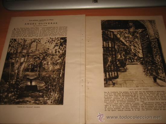 Coleccionismo de revistas y peri&oacute;dicos: LOS ARTISTAS ESPA&Ntilde;OLES EN PARIS.  ANGEL OLIVERAS  POR FRANCISCO POMPEY  2 HOJAS  DE REVISTA  1927