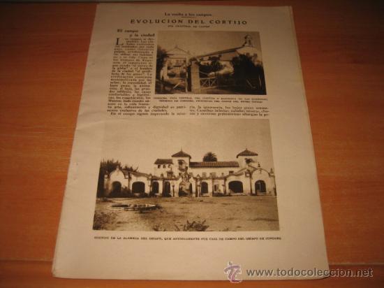 Collezionismo di Riviste e Giornali: EVOLUCION DEL CORTIJO  POR CRISTOBAL DE CASTRO (FOTOS MONTILLA)  3 HOJAS  DE REVISTA  1927