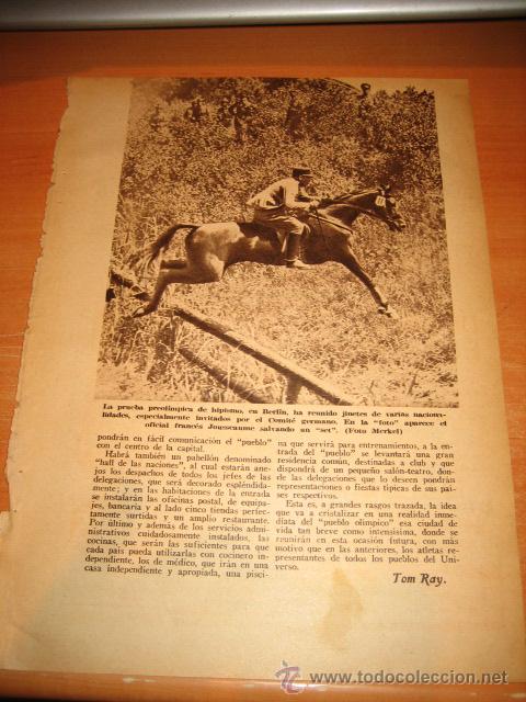 Collezionismo di Riviste e Giornali: PRUEBA PREOLIMPICA DE HIPICA EN BERLIN  HOJA DE REVISTA 1935