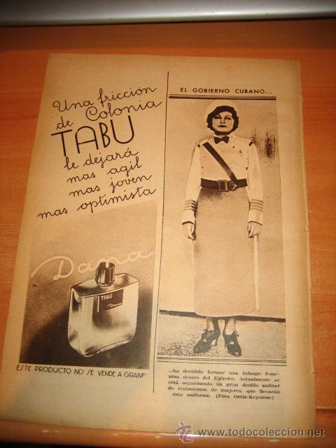 Collection Magazines and Newspapers: UNA FRICCION DE COLONIA  TABU DE DANA   HOJA DE REVISTA 1935